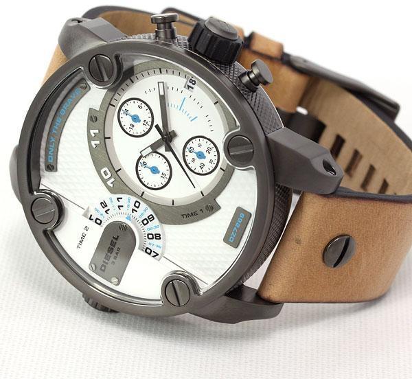 Diesel DZ7269 SBA Dual Time Chronograph Men's Watch – White Dial & Brown Leather Strap