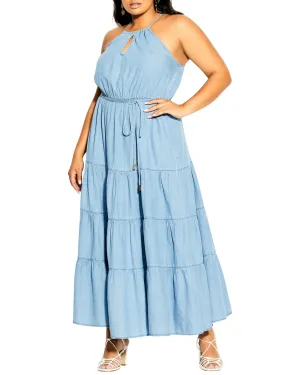 Ashlyn Tiered Maxi Dress | Light Wash